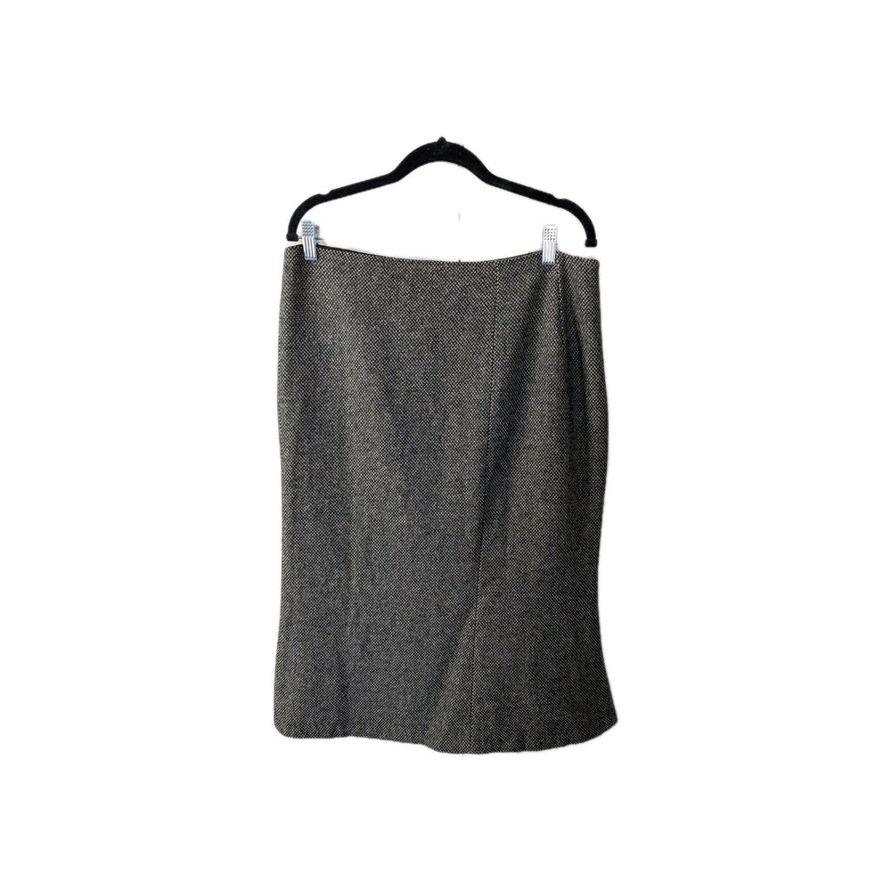 Lauren Ralph Lauren Wool Blend Tweed Skirt Sz 12 Kick  At Hem in Back-Lined